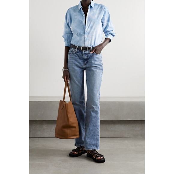 NWT NILI LOTAN Ambrose Tunic Top Blue White Size XS Crinkled Light Blue Tie‎ Dye - Picture 1 of 16